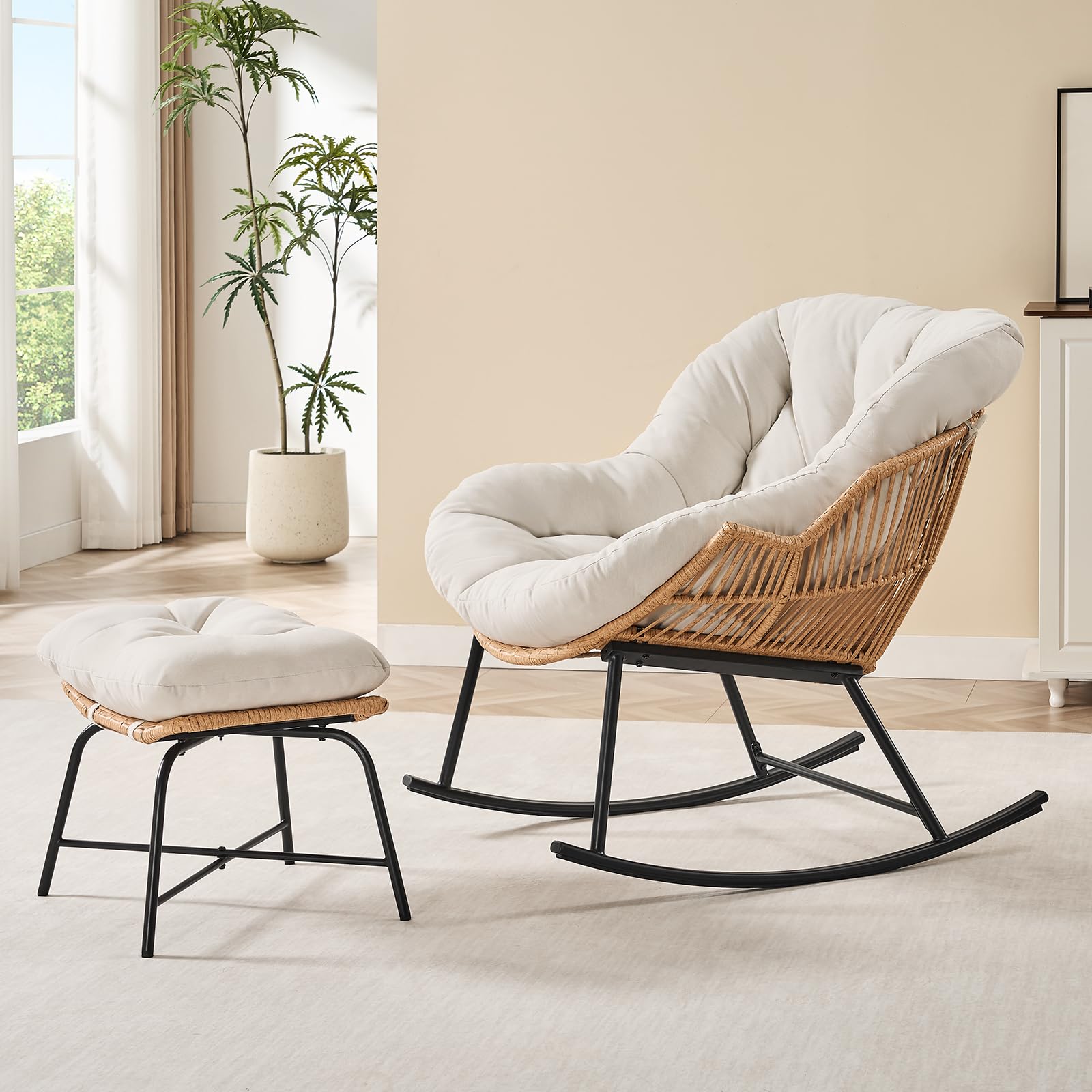 Outdoor Furniture Egg Chair - Fauteuil à bascule Papasan en rotin