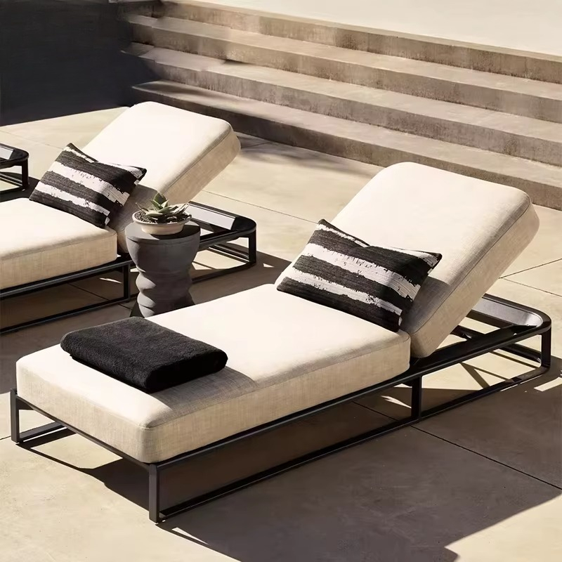Outdoor Furniture Factory - Chaise longue d'extérieur en aluminium, confortable,